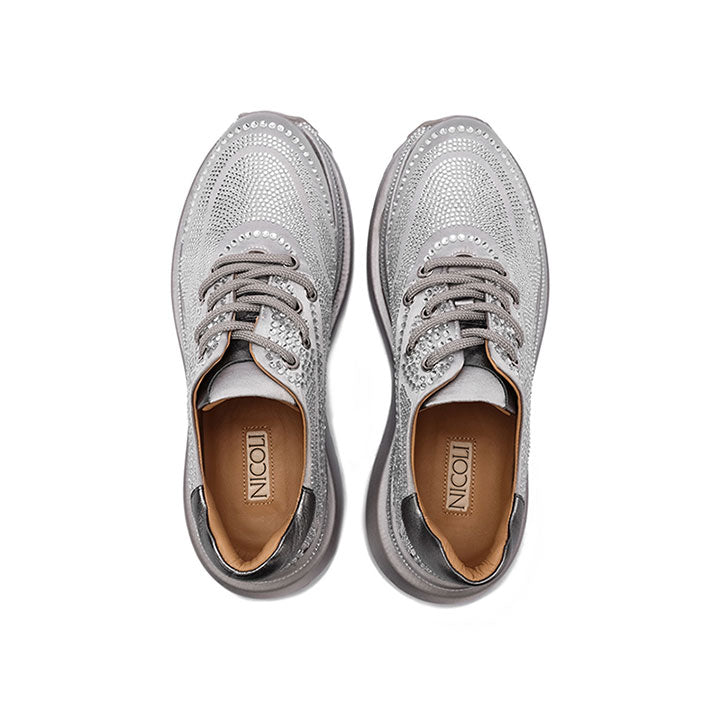 Azalea - Grey  Luxury Embellished Sneakers 