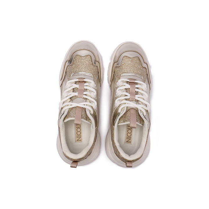 Bernie - Gold Luxury Embellished Sneakers