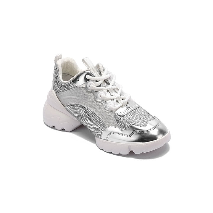 Bernie - Silver Luxury Embellished Sneakers 