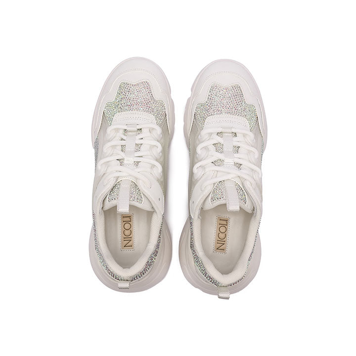 Bernie - White  Luxury Embellished Sneakers 