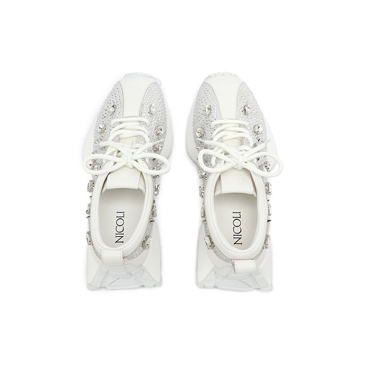 Eileen - White  Luxury Embellished Sneakers 