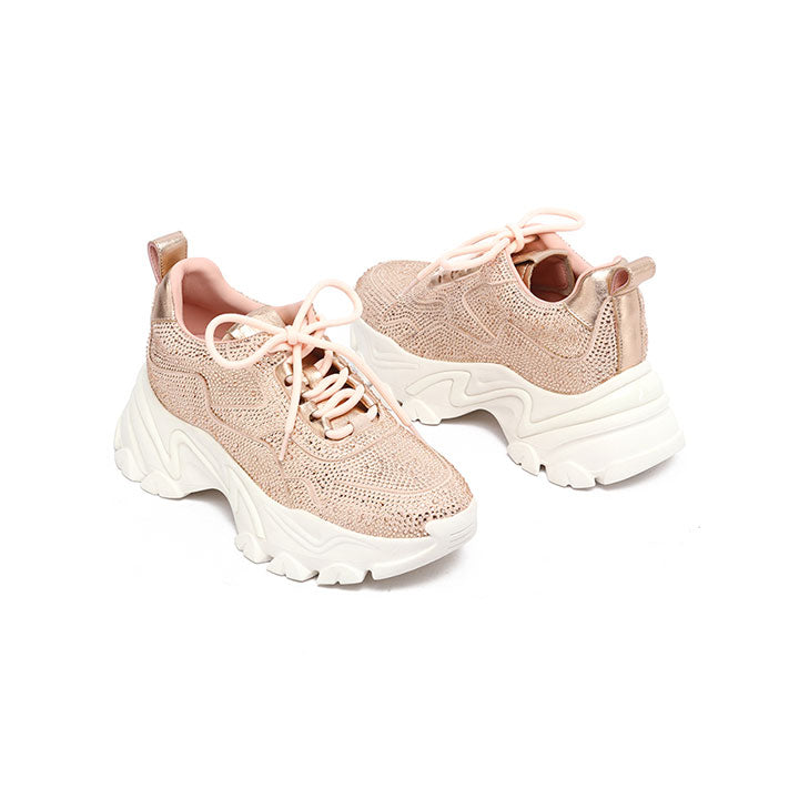 Elowen - Peach  Luxury Embellished Sneakers 