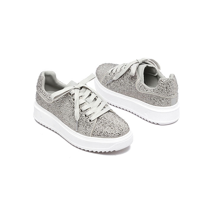 Hanneke - Grey  Luxury Embellished Sneakers 