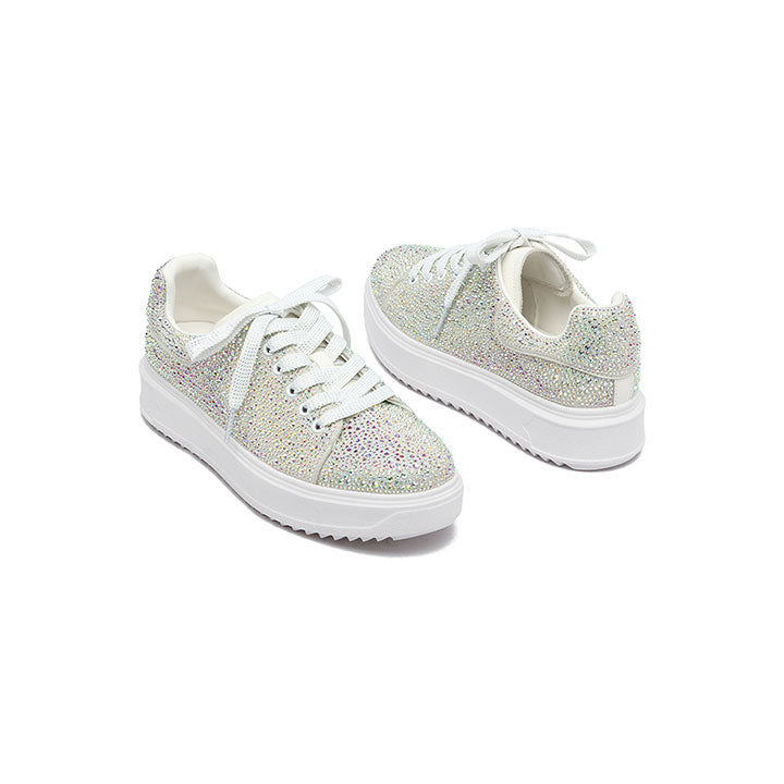 Hanneke - White Luxury Embellished Sneakers