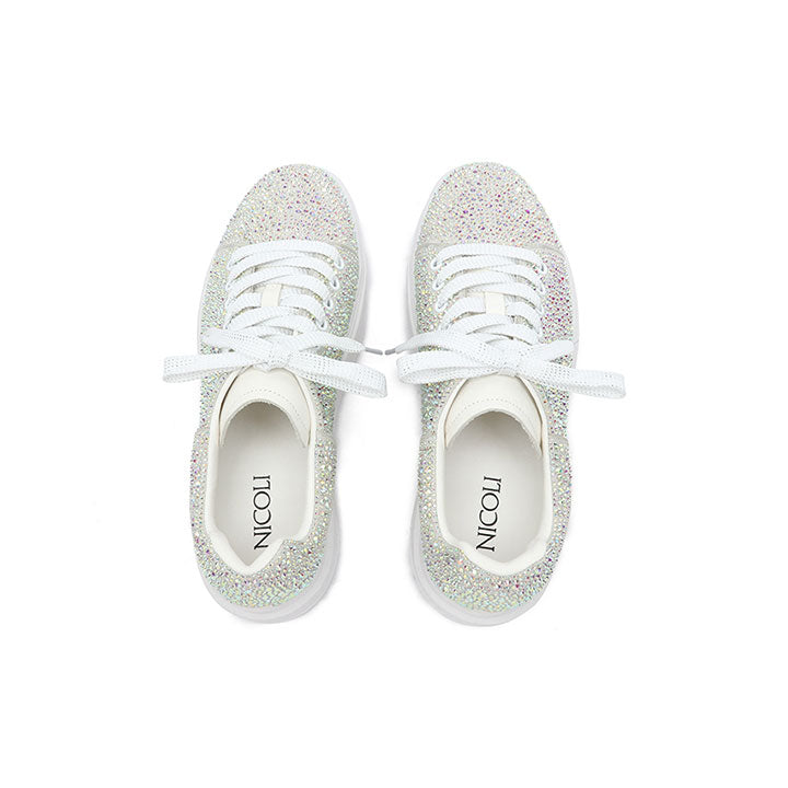 Hanneke - White Luxury Embellished Sneakers