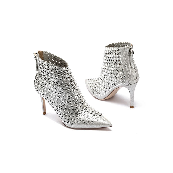 Orsolo-Silver  Luxury Embellished Boots