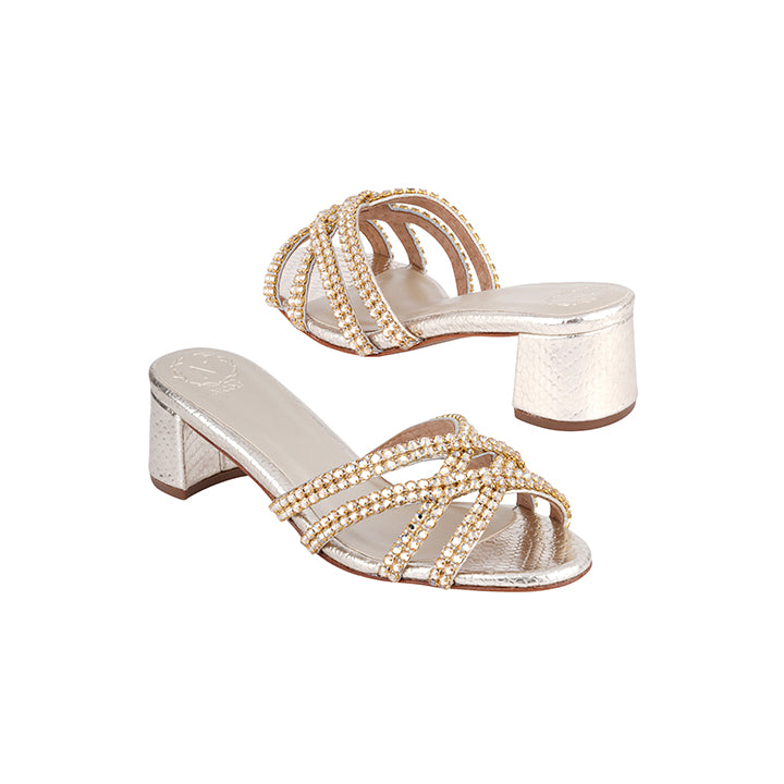 Zabi  Luxury Embellished Box Heel 